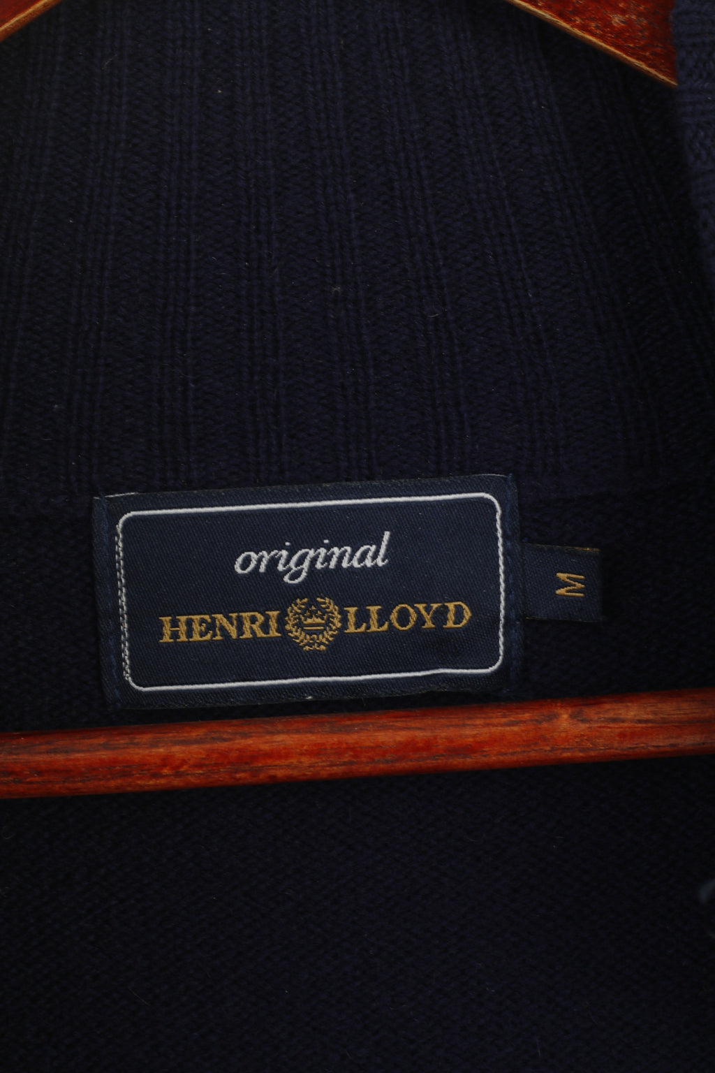 Henri Lloyd Men M Jumper Navy Wool Vintage Full Zip Cardigan Sweater