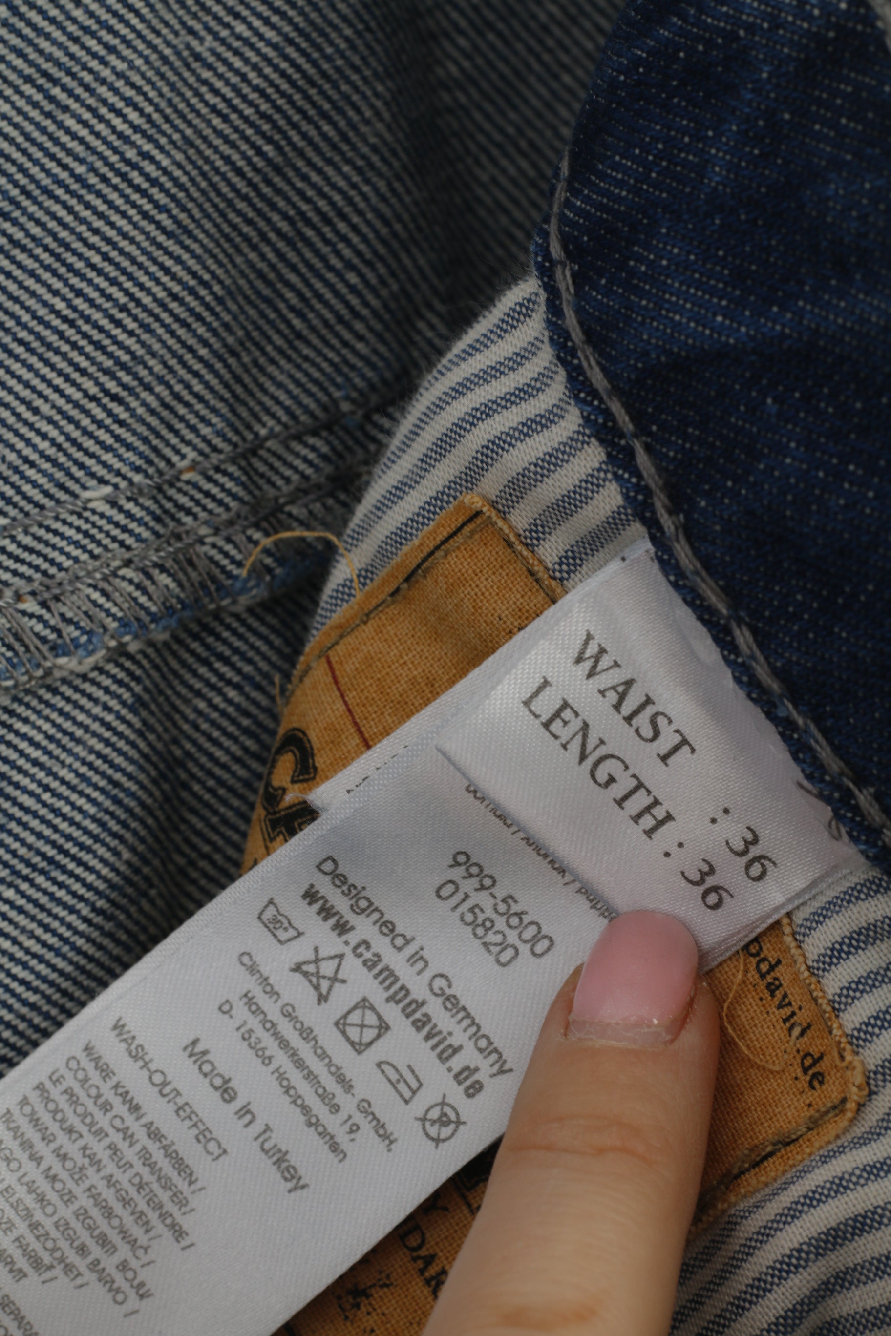 Camp David Men 36 Jeans Pantalon Bleu Marine Denim Coton Long Pantalon Droit