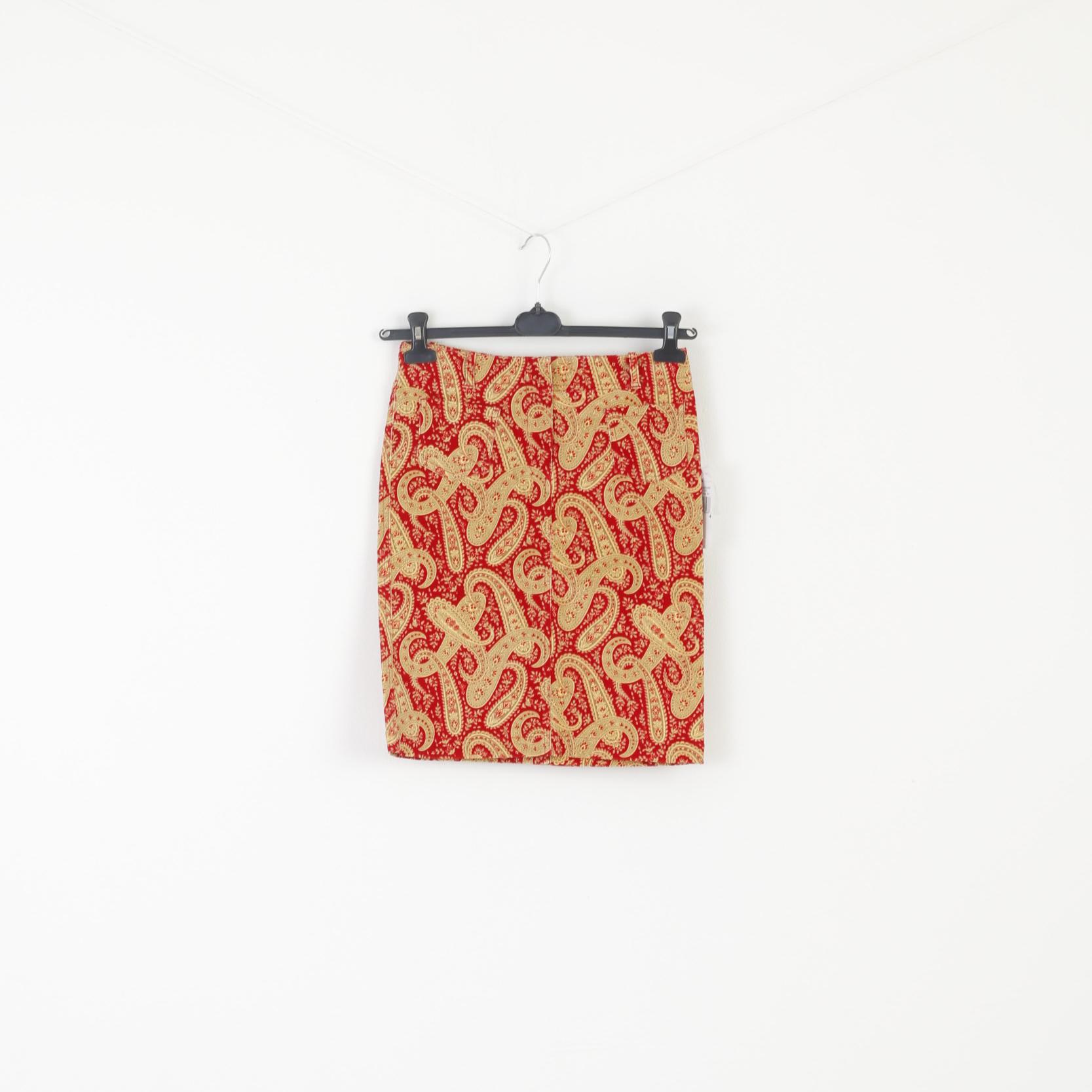 New Tommy Hilfiger Women 4 S Skirt Red Mustard London Paisley Pockets Mini