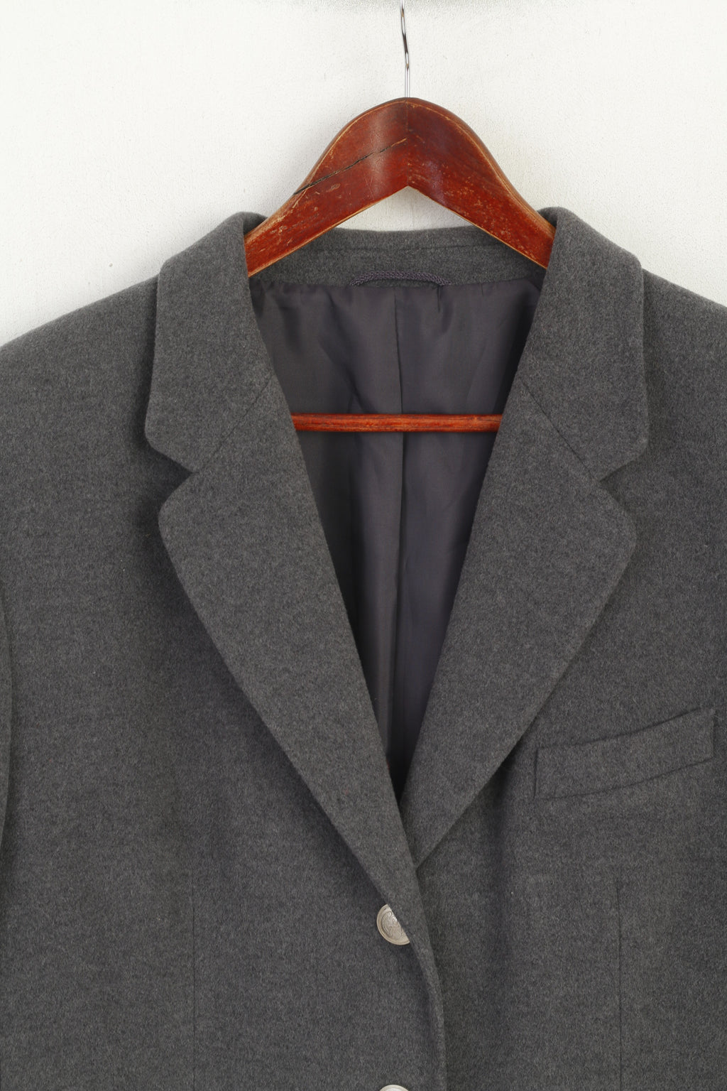 Vittoria Verani Giacca Donna 20 50 XXL Giacca Vintage in Cashmere di Lana Vergine Grigia