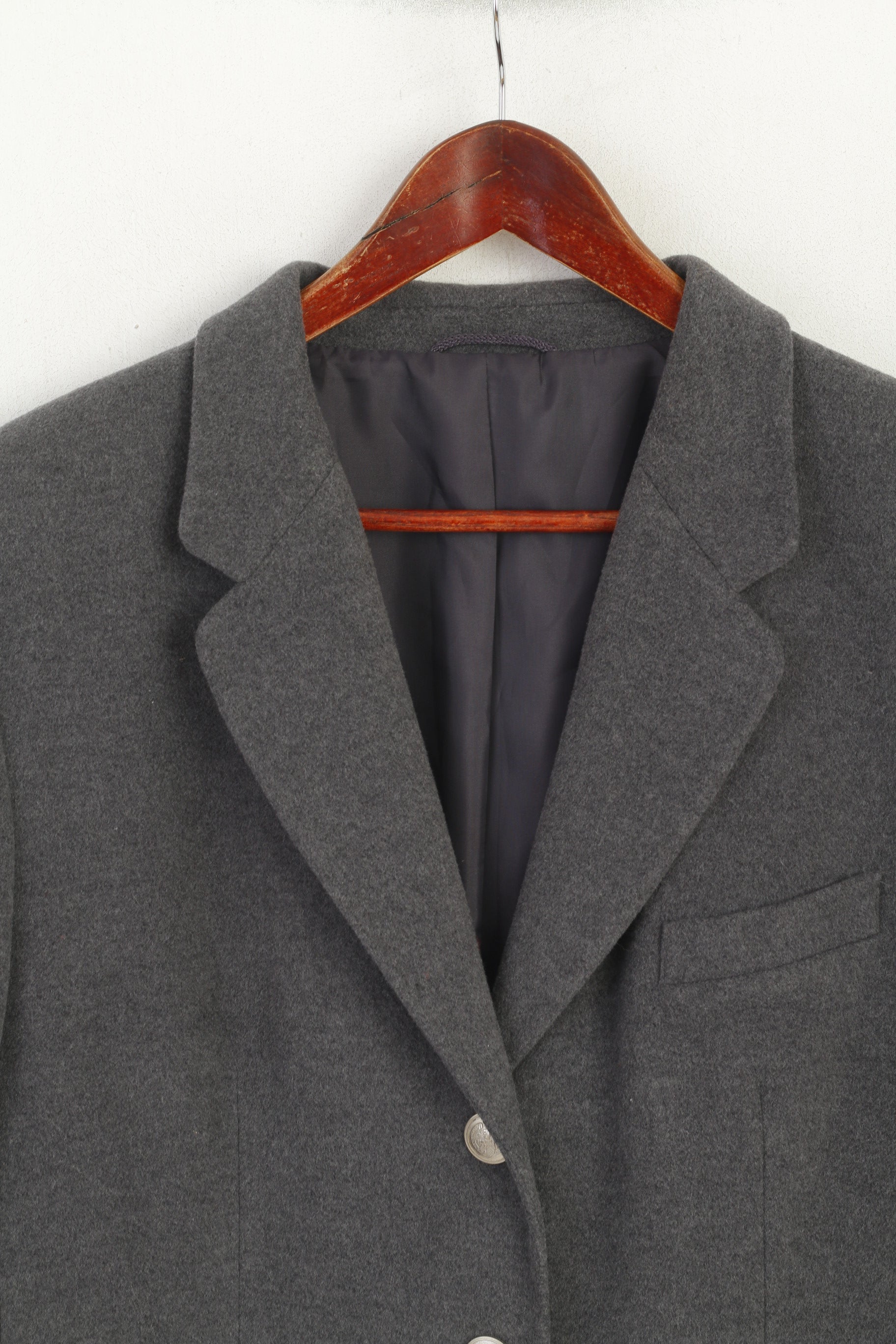 Vittoria Verani Giacca Donna 20 50 XXL Giacca Vintage in Cashmere di Lana Vergine Grigia