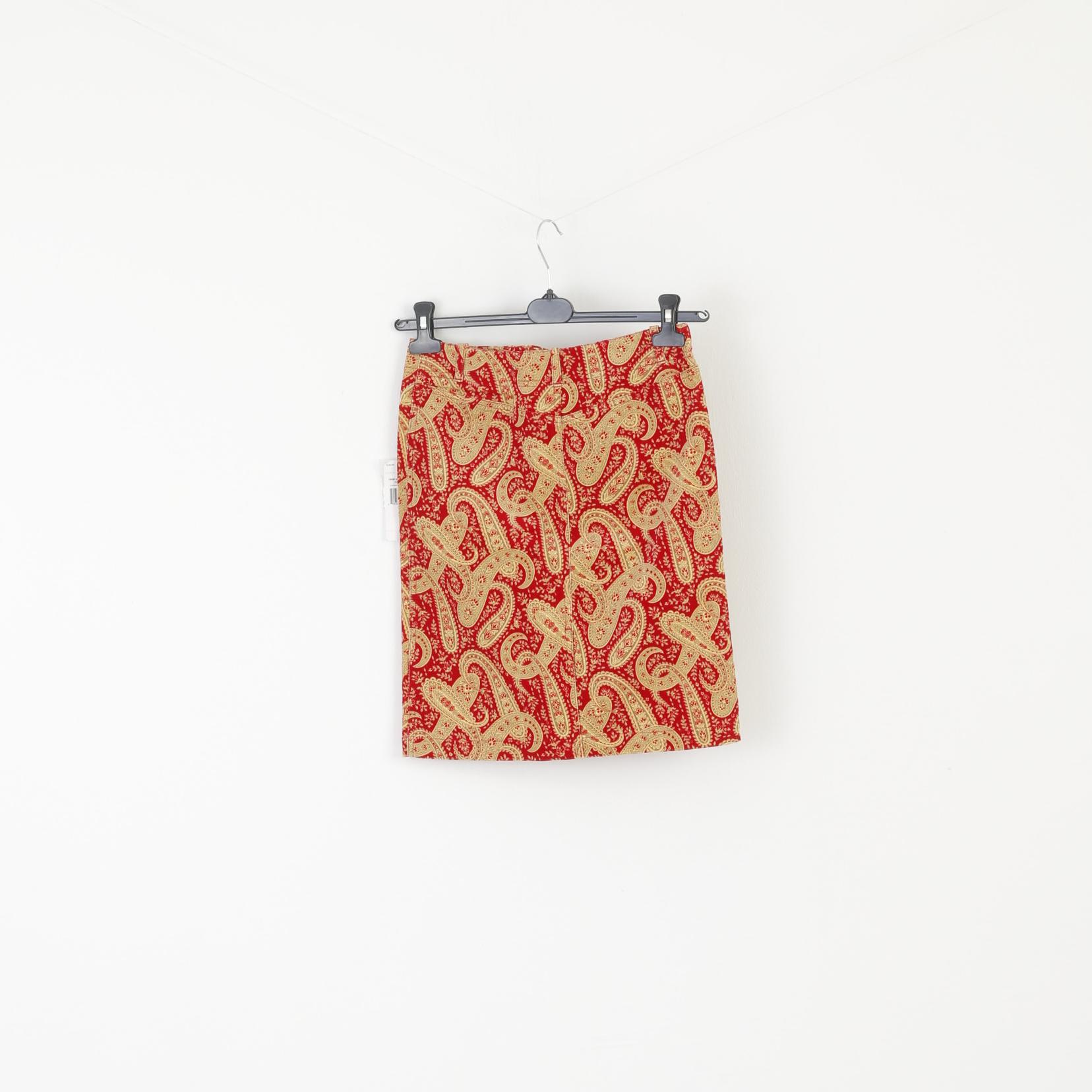 Nouveau Tommy Hilfiger Femmes 4 S Jupe Rouge Moutarde Londres Paisley Poches Mini