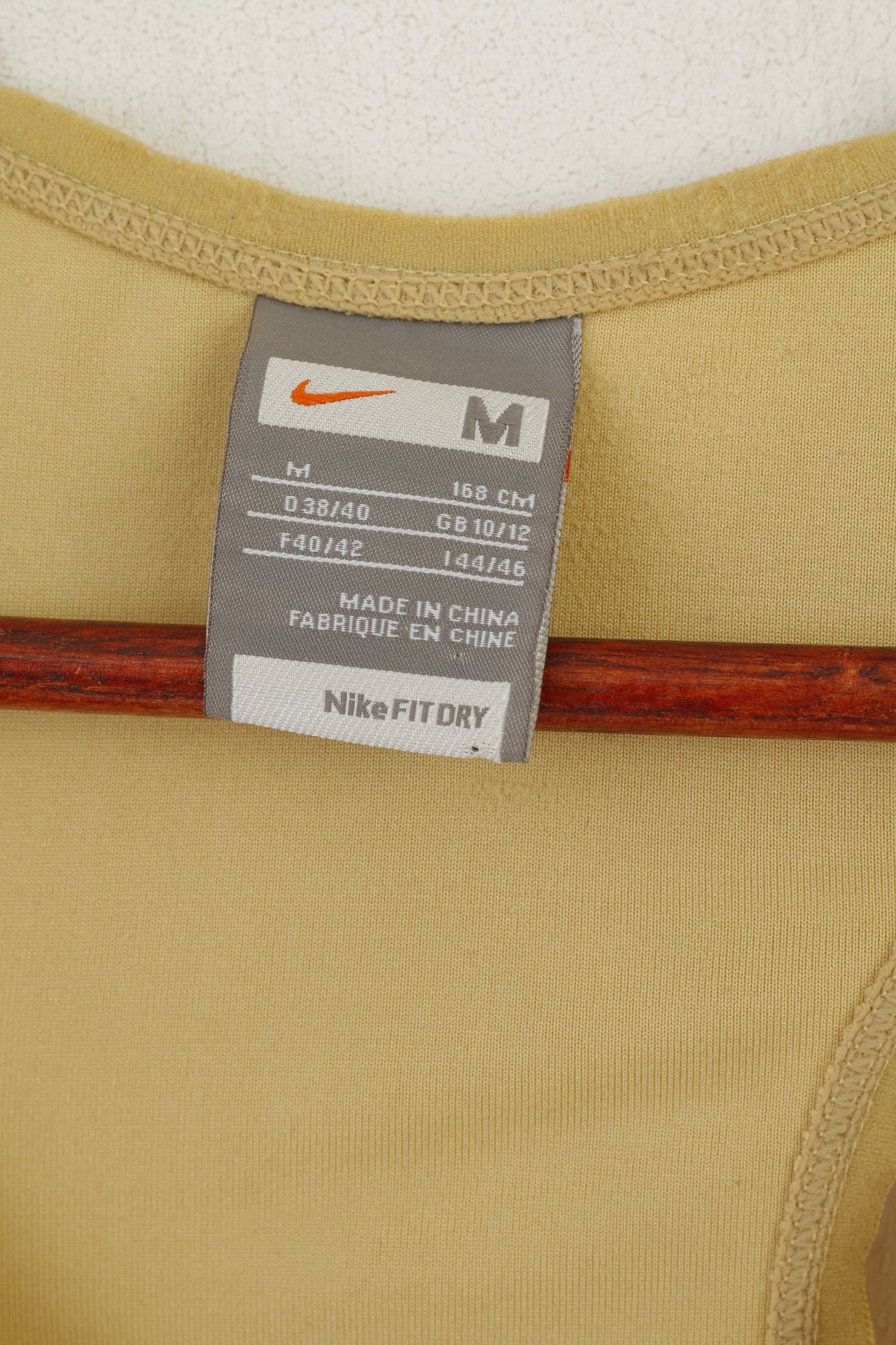 Nike Women M Shirt Tank Top Gold Fitness Sport Stretch Dri Fit Vest