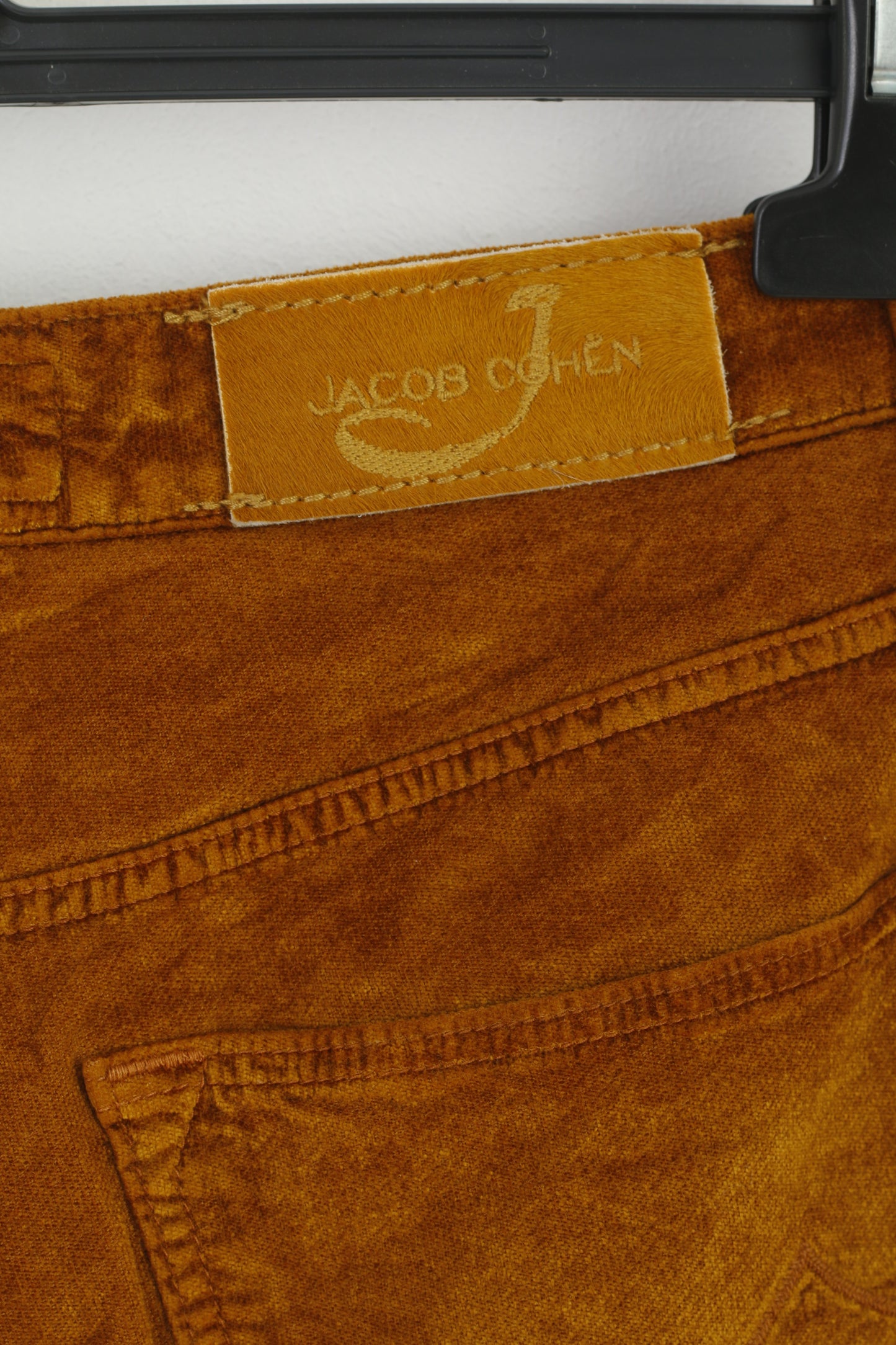 Jacob Cohen Femmes 27 Pantalon Moutarde Brillant Luxe Fait Main Coton Skinny Pantalon