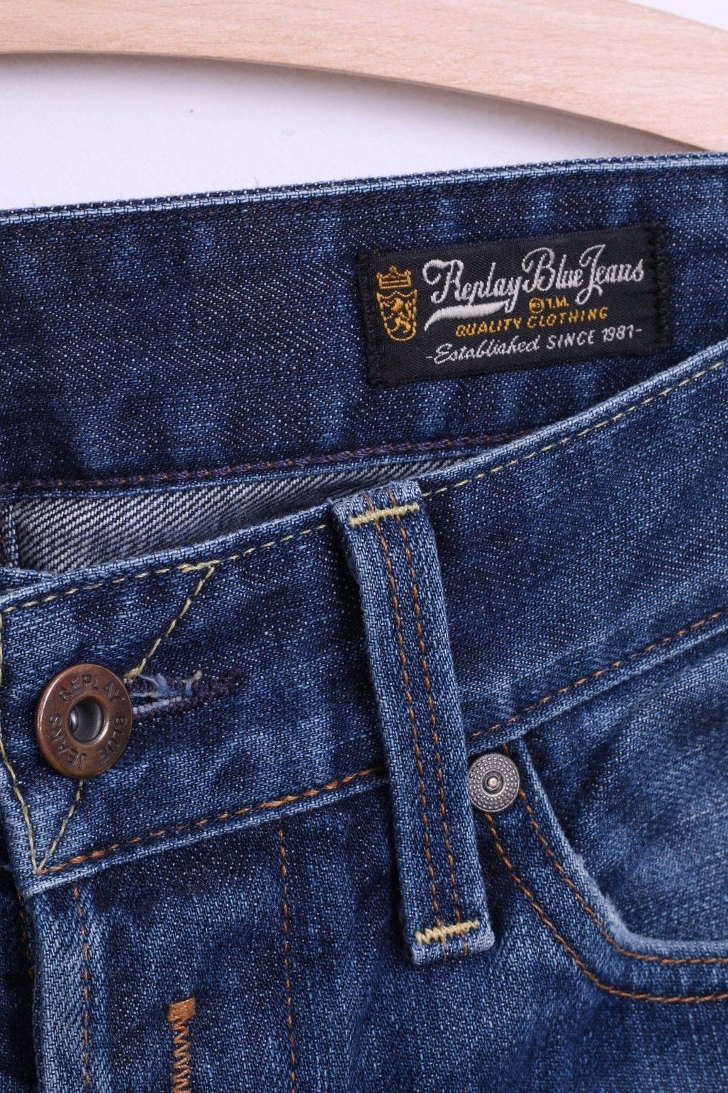 Replay Pantalon Jeans W29 L32 Homme Pantalon en Denim de Coton Bleu