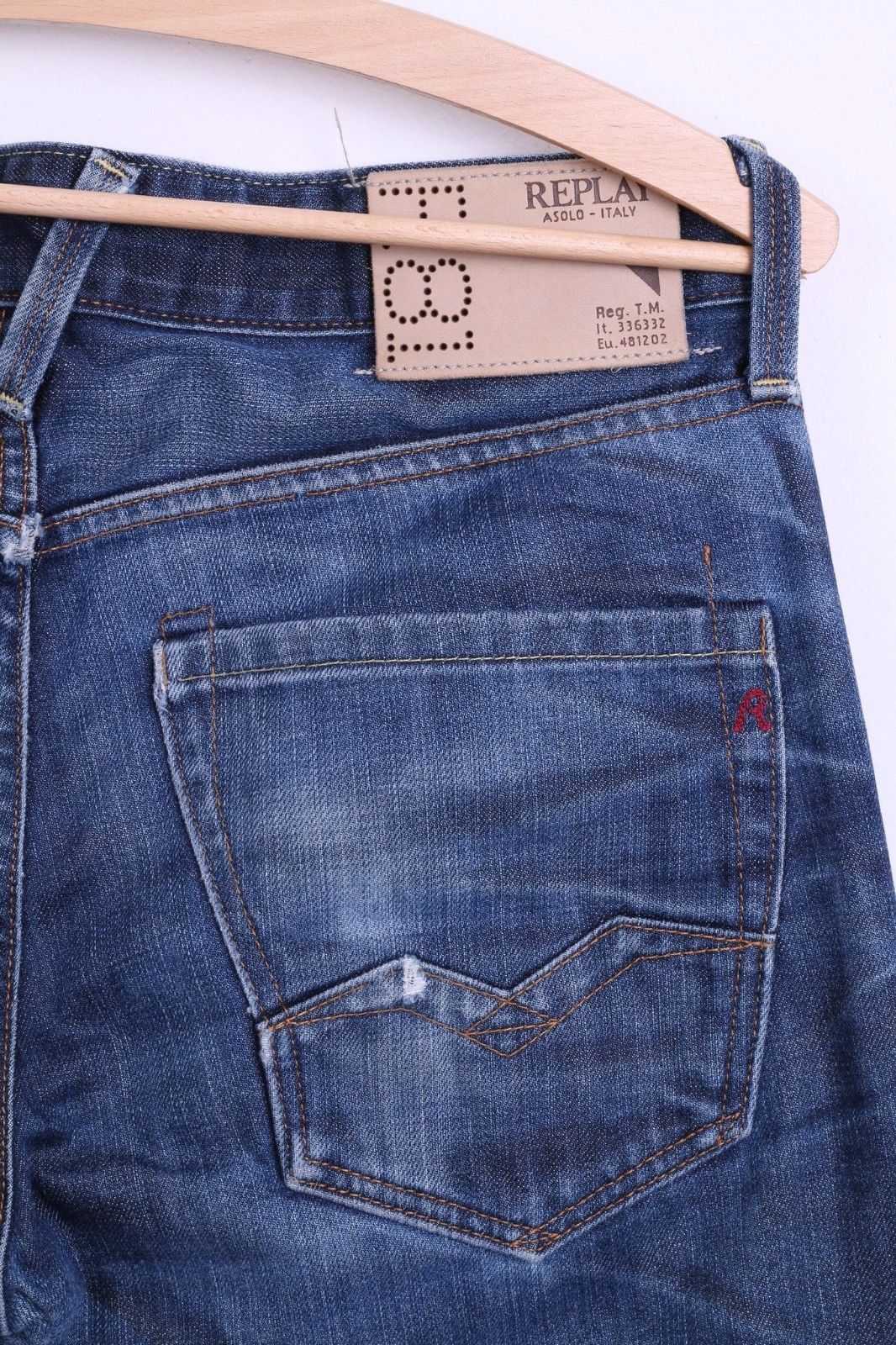 Replay Pantalon Jeans W29 L32 Homme Pantalon en Denim de Coton Bleu