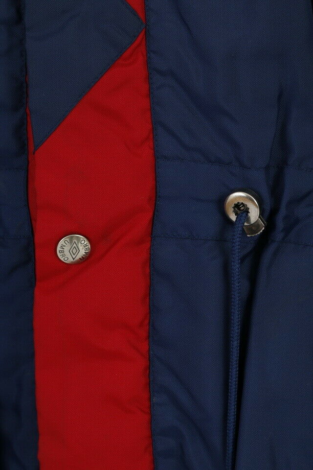 Umbro Giacca da uomo 2XL Parka Oldschool impermeabile in nylon vintage blu scuro con cappuccio nascosto