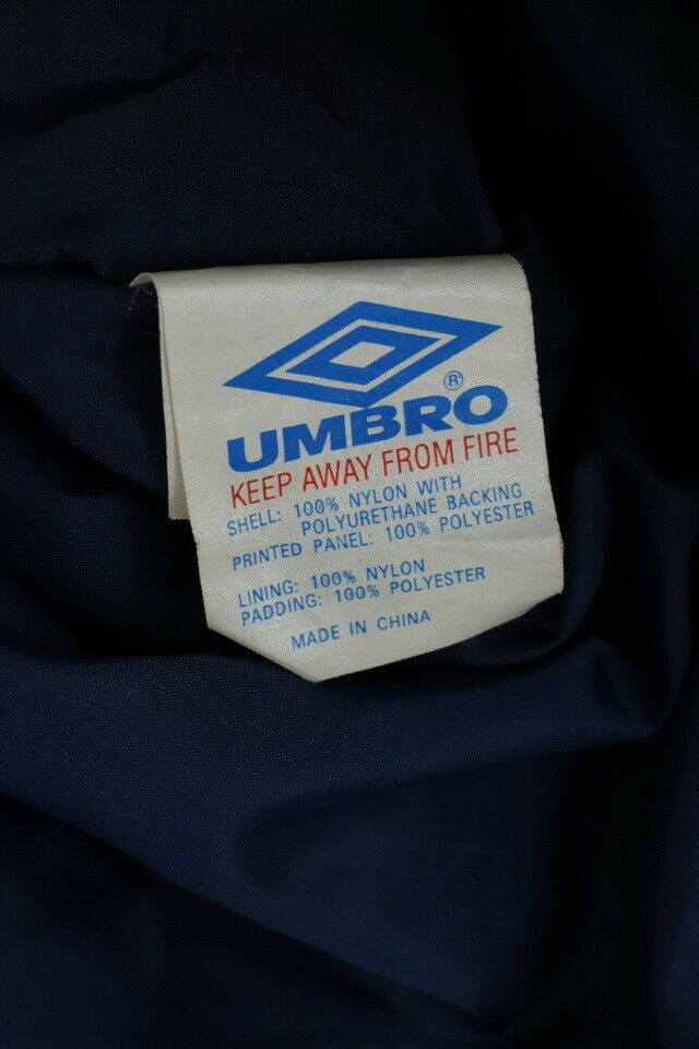 Umbro Mens 2XL Jacket Navy Vintage Nylon Waterproof Oldschool Parka Hidden Hood