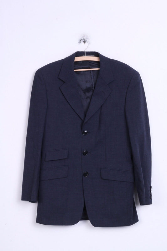 John Rocha Veste Blazer 38 S Laine Simple Boutonnage Homme Bleu Marine